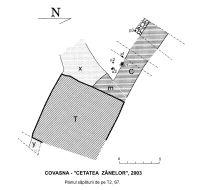 Cronica Cercetărilor Arheologice din România, Campania 2003. Raportul nr. 63, Covasna, Cetatea Zânelor (Muntele Cetăţii, Valea Zânelor, Dealul Zânelor)<br /><a href='CronicaCAfotografii/2003/063/covasna-pl-1-plan.jpg' target=_blank>Priveşte aceeaşi imagine într-o fereastră nouă</a>