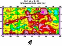 Cronica Cercetărilor Arheologice din România, Campania 2003. Raportul nr. 156, Reşca, Rusca de la Pădure.<br /> Sectorul 6456-fortificatia-centrala.<br /><a href='CronicaCAfotografii/2003/156/romula-harta-magnetometrica-sector-nord.jpg' target=_blank>Priveşte aceeaşi imagine într-o fereastră nouă</a>