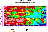 Cronica Cercetărilor Arheologice din România, Campania 2003. Raportul nr. 156, Reşca, Rusca de la Pădure.<br /> Sectorul 6456-fortificatia-centrala.<br /><a href='CronicaCAfotografii/2003/156/romula-harta-magnetometrica-sector-sud.jpg' target=_blank>Priveşte aceeaşi imagine într-o fereastră nouă</a>