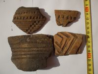 Cronica Cercetărilor Arheologice din România, Campania 2008. Raportul nr. 124, Brăduţ, Dealul Rotund (Muntele de Piatră)<br /><a href='CronicaCAfotografii/2008/124/2-fragmente-ceramice.JPG' target=_blank>Priveşte aceeaşi imagine într-o fereastră nouă</a>