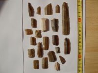 Cronica Cercetărilor Arheologice din România, Campania 2008. Raportul nr. 124, Brăduţ, Dealul Rotund (Muntele de Piatră)<br /><a href='CronicaCAfotografii/2008/124/3-lame-de-silex.JPG' target=_blank>Priveşte aceeaşi imagine într-o fereastră nouă</a>