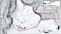 Chronicle of the Archaeological Excavations in Romania, 2003 Campaign. Report no. 62, Cotu, Poiana Costăchel<br /><a href='CronicaCAfotografii/2003/062/cotu-copalau-pl-5.jpg' target=_blank>Display the same picture in a new window</a>, Cotu, Poiana Costăchel<br /><a href='https://ran.cimec.ro/RANatasamente/i2/A698A6125A2845988BD1600EC2F0BF02.jpg' target=_blank>Display the same picture in a new window</a>. Author: Berzovan, Alexandru. Title: Cotu – Copălău-Cetate hillfort. Archaeological sections and Early Late
Iron Age dwellings superimposed on the results of the LiDAR scan. Source: Berzovan, Alexandru, At the Borders of the Great Steppe: Late Iron Age Hillforts between the Eastern Carpathians and Prut (5th - 3rd centuries BC), Cluj-Napoca, 2022, fig. 48, p. 91.