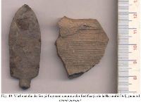 , Basarabi<br /><a href='https://ran.cimec.ro/RANatasamente/i3/D4634F2E20B44EF9872CDF7C58562F4B.jpg' target=_blank>Priveşte aceeaşi imagine într-o fereastră nouă</a>. Autor: Dorel Bondoc. Titlu: Artefact și fragment ceramic descoperit în perimetrul fortificației de la Dâmb-parapet.. Sursa: Dorel Bondoc, Siturile arheologice de pe raza localităților Calafat, Ciupercenii Vechi, Golenți și Basarabi, județu.l Dolj, 2025, p. 69, fig. 49